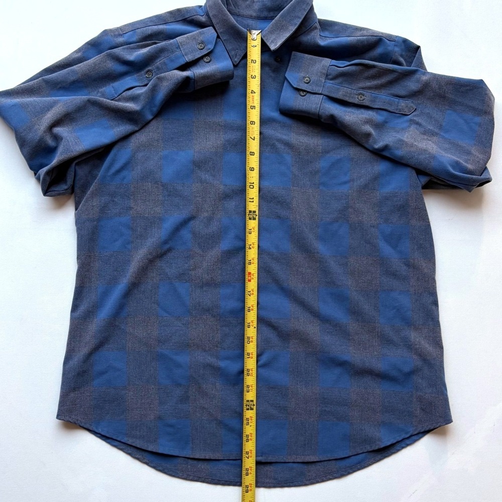 Mizzen+Main Mens Large Standard Fit Blue Grey Buffalo Check Performance Shirt - Picture 5 of 6